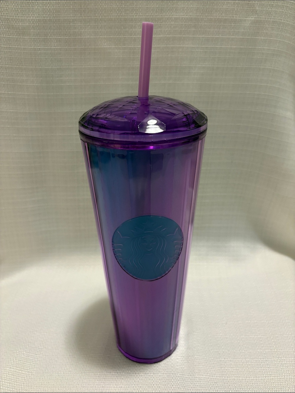 Starbucks Iridescent Purple & Blue Tumbler with Purple Straw